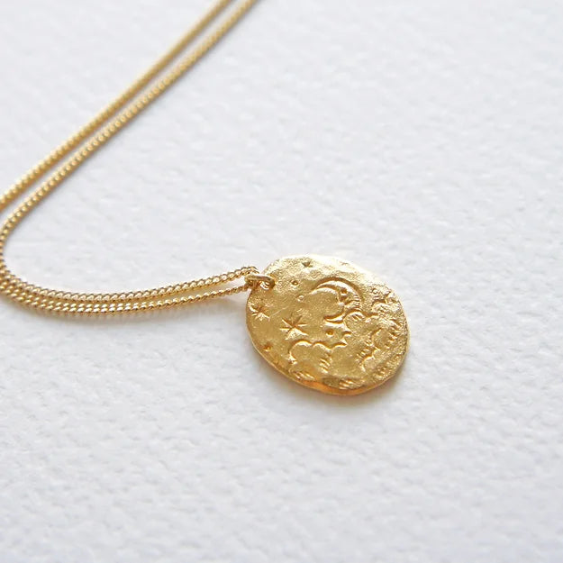 Happy Moon Nugget Necklace, Gold