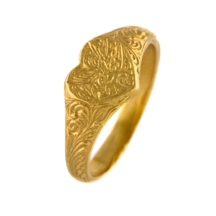 Victoriana Heart Signet Ring, Gold
