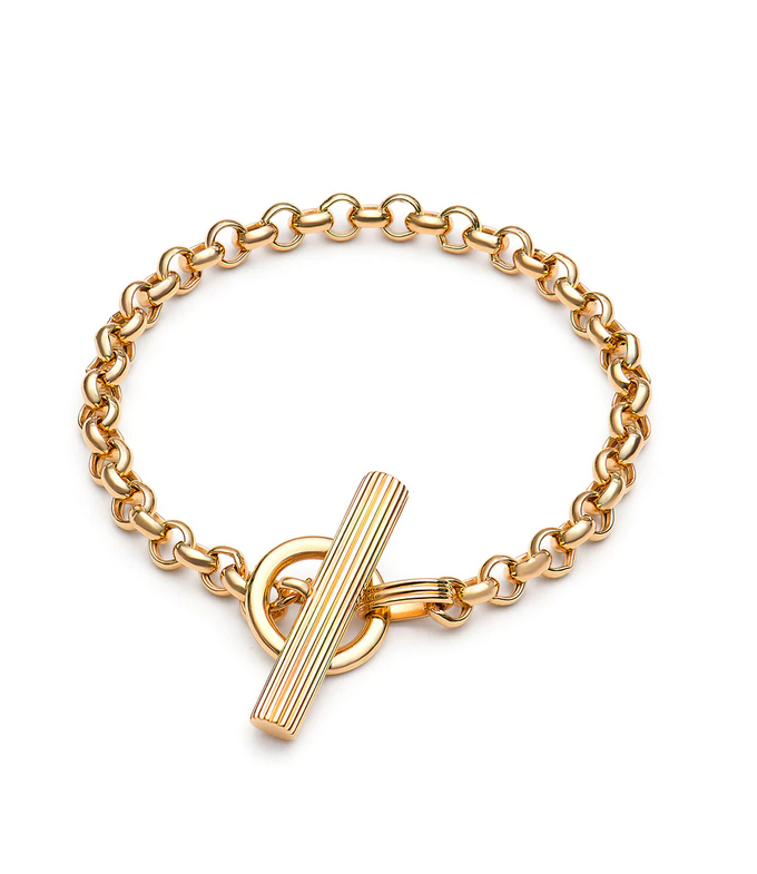 Chunky T-Bar Bracelet, Gold