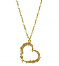 Load image into Gallery viewer, Delicate Feather Heart Necklace, Gold
