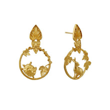 Load image into Gallery viewer, Ornate Tortoise &amp; Hare Loop Earrings, Gold
