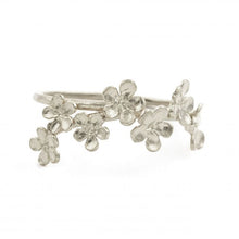 Load image into Gallery viewer, Forget Me Not Flower Trail Stacking Ring, Silver
