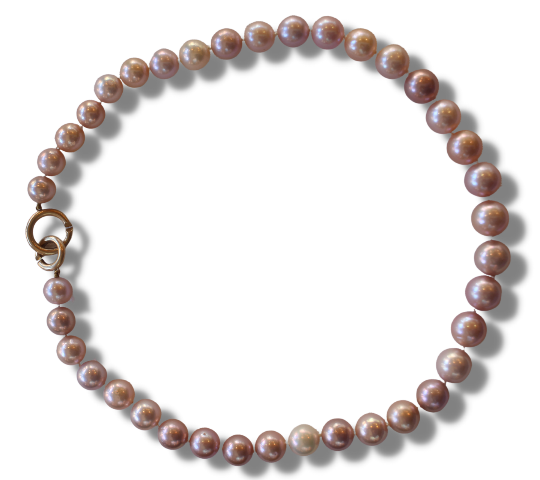 9ct Yellow Gold, Freshwater Pink Pearl Necklace