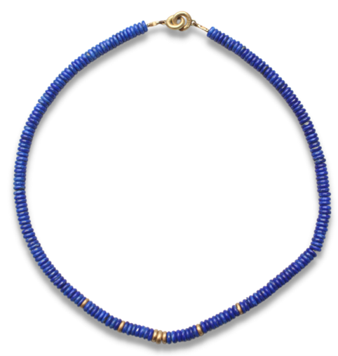 18ct Yellow Gold, Lapis Lazuli Bead Necklace