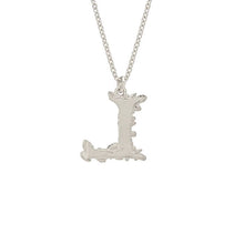Load image into Gallery viewer, Floral Letter L Necklace, Silver
