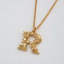 Load image into Gallery viewer, Floral Letter R Necklace, Gold
