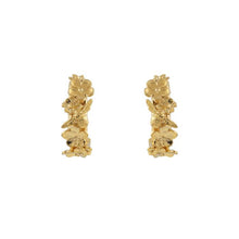 Load image into Gallery viewer, Floral Huggy Hoops with Itsy Bitsy Bee, Gold
