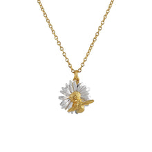 Load image into Gallery viewer, Daisy Necklace with Teeny Weeny Bee, Silver &amp; Gold
