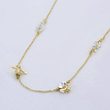 Load image into Gallery viewer, Floral Chain Necklace with Teeny Tiny Bee, Silver &amp; Gold
