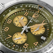 Load image into Gallery viewer, Khaki Aviation X-Wind GMT Chrono Quartz, Green Dial &amp; Brown Leather Strap
