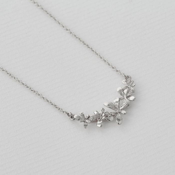 Sprouting Rosette In-Line Necklace, Silver