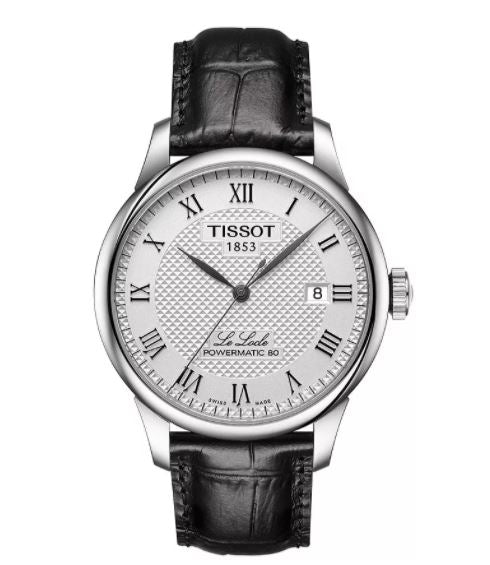 Le Locle, Stainless Steel & Black Leather