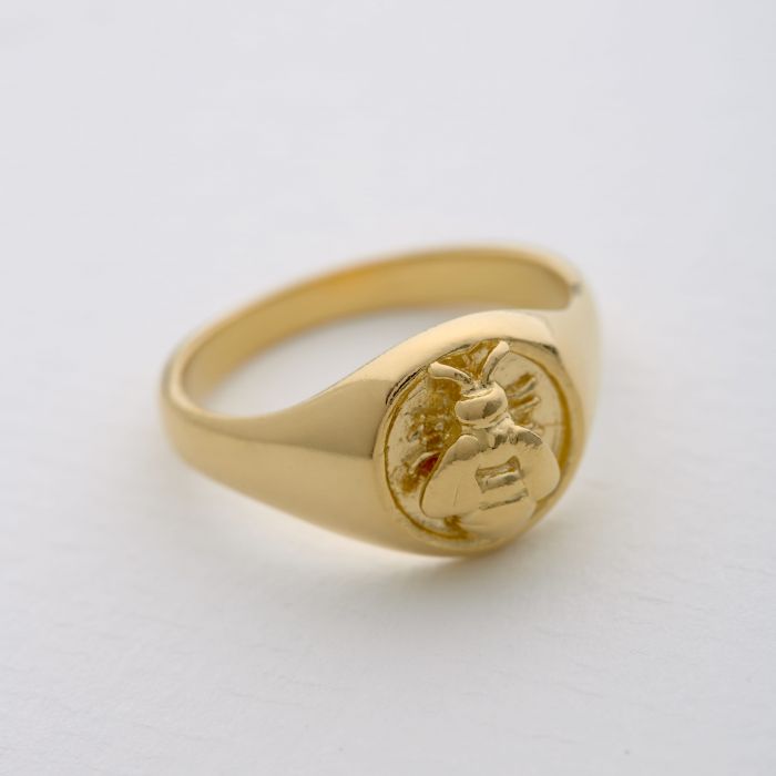 Honey Bee Signet Ring, Gold