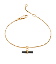 Load image into Gallery viewer, Mini Onyx T-Bar Bracelet,  Gold
