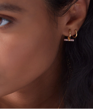 Load image into Gallery viewer, Mini Rose T-Bar Huggie Hoop Earrings, Gold
