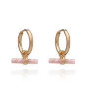 Load image into Gallery viewer, Mini Rose T-Bar Huggie Hoop Earrings, Gold
