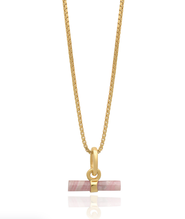 Mini Rose T-Bar Necklace, Gold