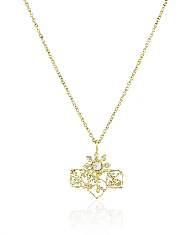 Diamond Petal Necklace, 18ct Yellow Gold