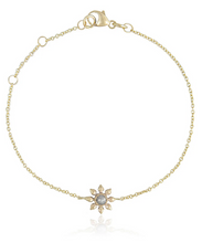 Load image into Gallery viewer, Diamond Flower Bracelet, 9ct Yellow Gold
