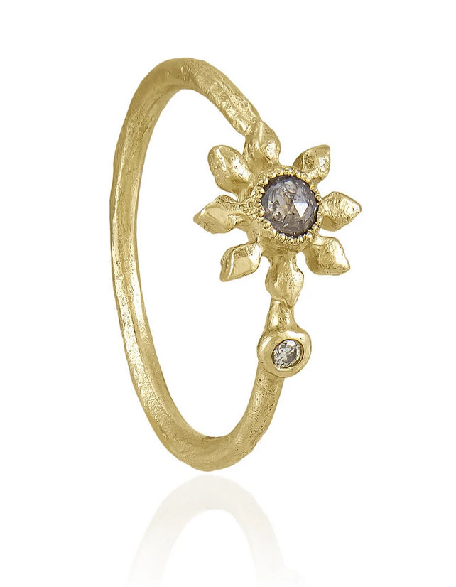 Diamond Flower Ring, 9ct Yellow Gold