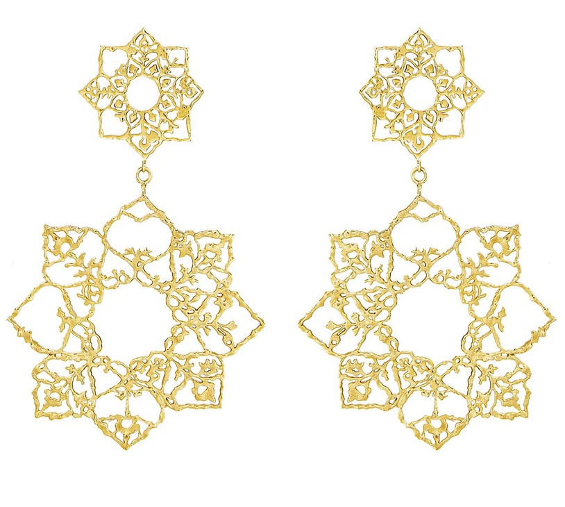 Two Blooms Drop Earrings, 9ct Yellow Gold