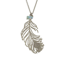 Load image into Gallery viewer, Large Peacock Feather Necklace, Silver
