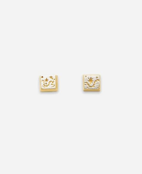 Starry Sky Square Studs, Gold & Silver
