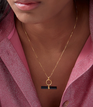Load image into Gallery viewer, Strength T-Bar Onyx Necklace, Gold
