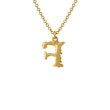 Load image into Gallery viewer, Teeny Tiny Floral Letter F Necklace, 18ct Gold
