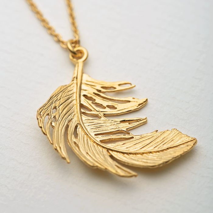 Big Feather Necklace, Gold