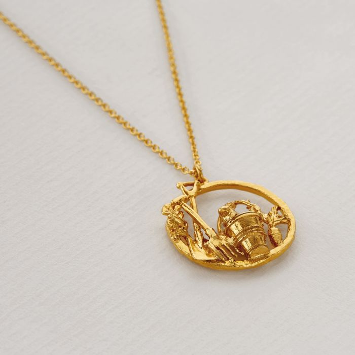 Allotment Loop Necklace with Playful Mouse, Gold