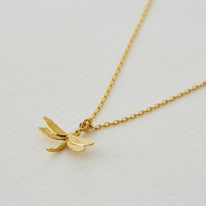 Teeny Tiny Dragonfly Necklace, 18ct Gold